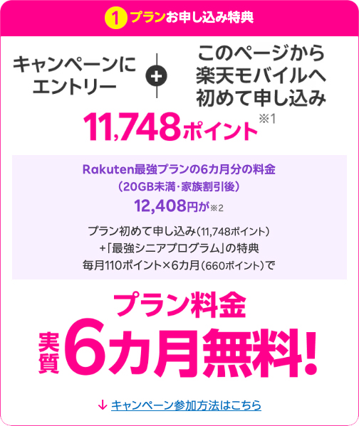 楽天モバイル敬老キャンペーン「最強シニアプログラム」にはじめて申し込みをする場合